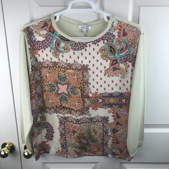 Johnny Was Elodie Scarf Pullover Top Cashmere Silk Large - Picture 1 of 5